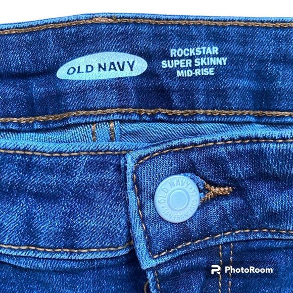Old Navy Jeans Womens 6 Mid Rise Rockstar Super Skinny Distressed Blue Denim - Picture 4 of 8